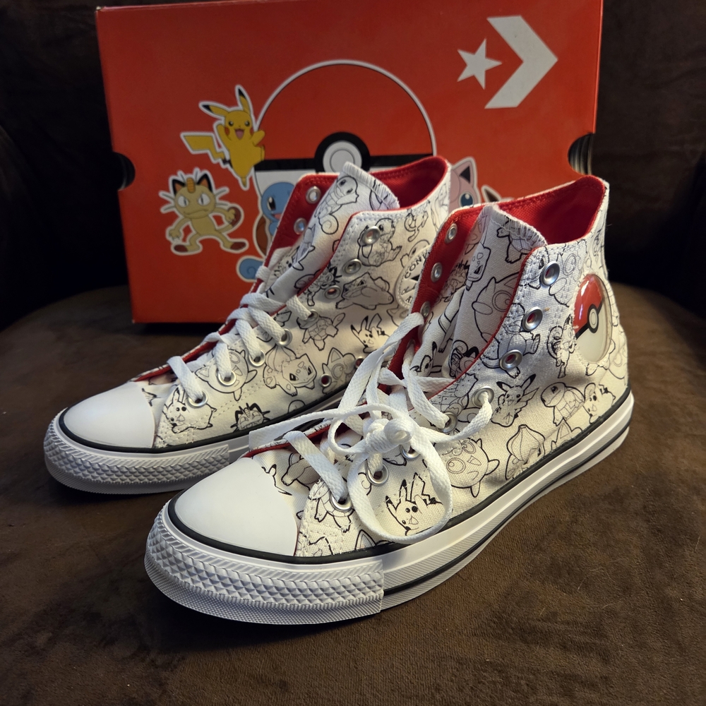 NEW!! Pokemon x Converse Chuck Taylor All Star High 'Poke Ball' 10.5w/8.5m